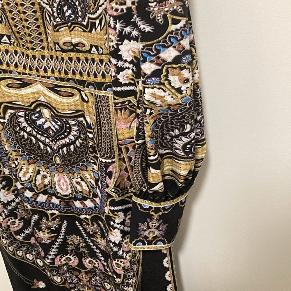 Dynasty V-Neck Maxi Dress with Long Balloon Sleeve & Side Slits. Size XS. - Picture 6 of 10